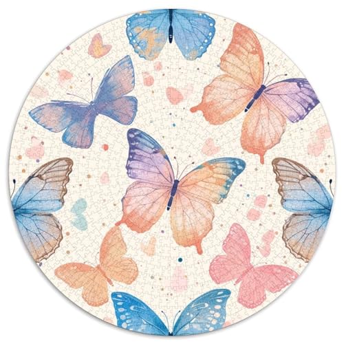 Schmetterling 1000 Teile Kreisförmiges Puzzle Impossible Spiel Farbenfrohes Für Erwachsene Und Kinder 1000pcs (67.5x67.5cm) von BZZOLASP