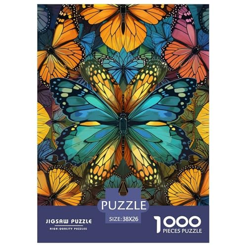 Schmetterling 1000 Teile Puzzles-Geschenk Impossible Spiel Farbenfrohes Für Erwachsene Und Kinder 38x26cm/1000pcs von BZZOLASP