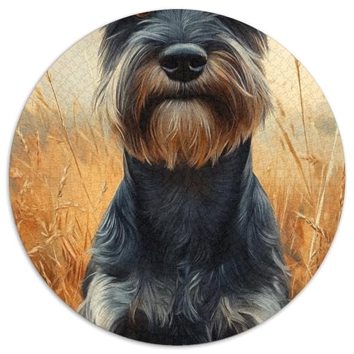 Schnauzer 1000 Stück Kreisförmiges Puzzle Impossible Spiel Farbenfrohes Für Erwachsene Und Kinder 1000pcs (67.5x67.5cm) von BZZOLASP