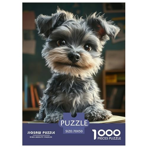 Schnauzer 1000 Teile Jigsaw Puzzles Impossible Spiel Farbenfrohes Für Erwachsene Und Kinder 70x50cm/1000pcs von BZZOLASP