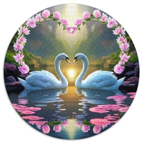Schwan 1000 Stück Schwan Kreisförmiges Puzzle Clever Rätsel Farbenfrohes Für Erwachsene Und Kinder 1000pcs (67.5x67.5cm) von BZZOLASP
