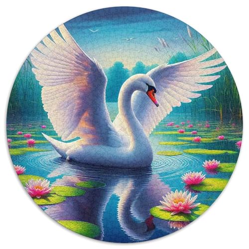 Schwan 1000 Teile Schwan Kreisförmiges Puzzle Clever Rätsel Farbenfrohes Für Erwachsene Und Kinder 1000pcs (67.5x67.5cm) von BZZOLASP