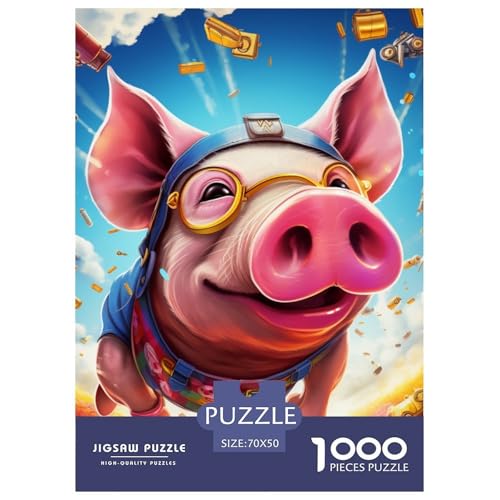 Schwein 1000 Teile Animation Papiernes Puzzle Farbenfrohes Clever Rätsel Für Erwachsene Und Kinder 70x50cm/1000pcs von BZZOLASP