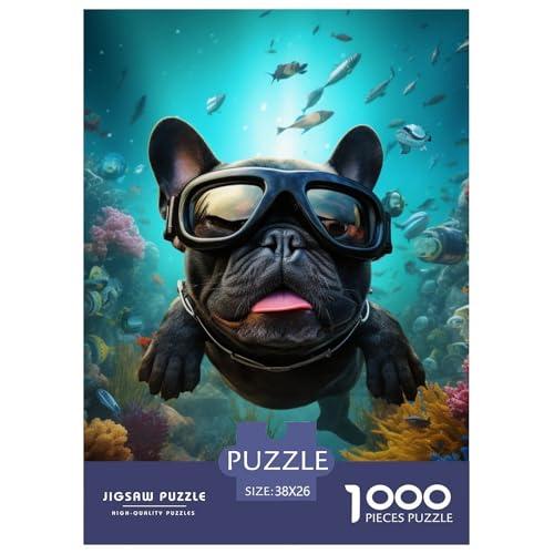 Schwimmen Welpen 1000 Teile Animation Jigsaw Puzzles Farbenfrohes Clever Rätsel Für Erwachsene Und Kinder 38x26cm/1000pcs von BZZOLASP
