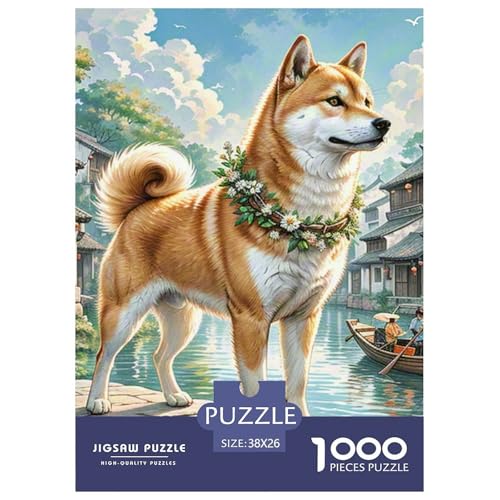 Shiba Inu 1000 Teile Tiere Jigsaw Puzzles Farbenfrohes Clever Rätsel Für Erwachsene Und Kinder 38x26cm/1000pcs von BZZOLASP