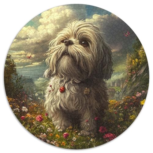 Shih Tzu 1000 Teile Animation Kreisförmiges Puzzle Farbenfrohes Für Erwachsene Und Kinder 1000pcs (67.5x67.5cm) von BZZOLASP