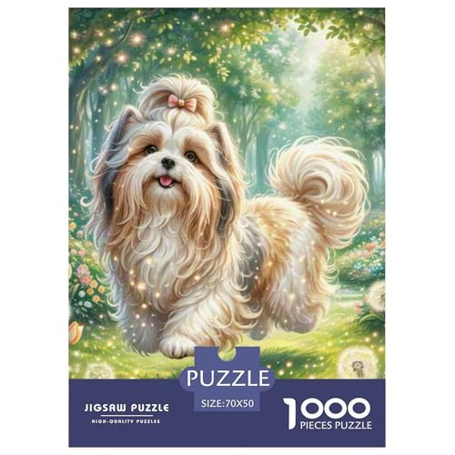 Shih Tzu 1000 Teile Tiere Papiernes Puzzle Impossible Spiel Farbenfrohes Für Erwachsene Und Kinder 70x50cm/1000pcs von BZZOLASP