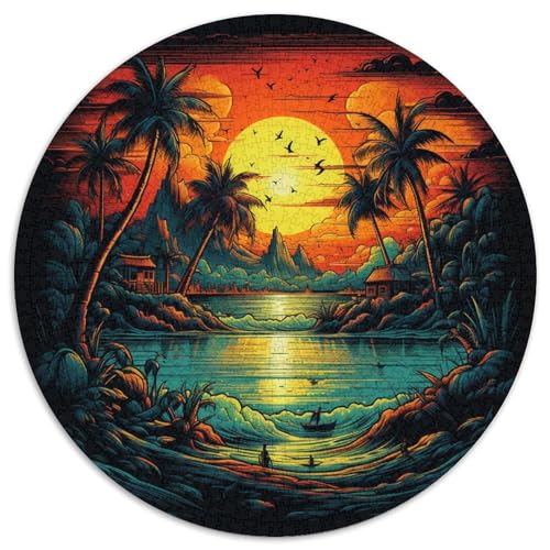 Strand 1000 Stück Kreisförmiges Puzzle Impossible Spiel Farbenfrohes Für Erwachsene Und Kinder 1000pcs (67.5x67.5cm) von BZZOLASP