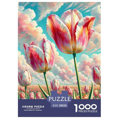 Tulpen 1000 Teile Landschaft Puzzles-Geschenk Impossible Spiel Clever Rätsel Für Erwachsene Und Kinder 38x26cm/1000pcs von BZZOLASP