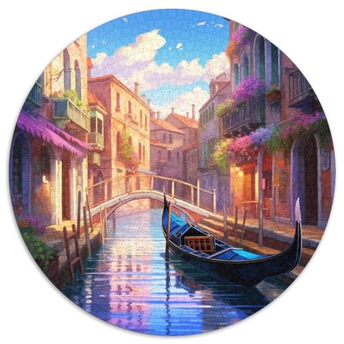 Venedig Wasserstadt 1000 Stück Animation Kreisförmiges Puzzle Impossible Spiel Farbenfrohes Für Erwachsene Und Kinder 1000pcs (67.5x67.5cm) von BZZOLASP