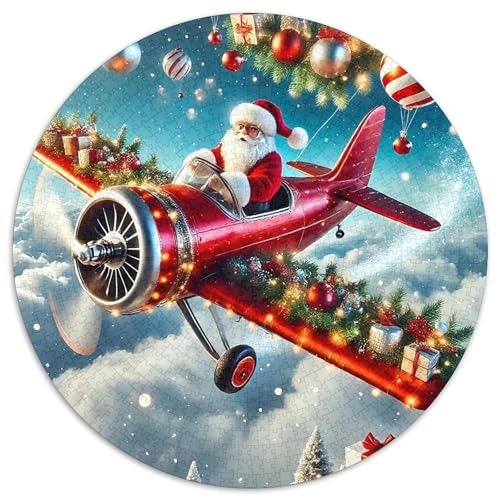 Weihnachtsmann 1000 Teile Weihnachtsmann Kreisförmiges Puzzle Impossible Game Clever Rätsel Für Erwachsene Und Kinder 1000pcs (67.5x67.5cm) von BZZOLASP