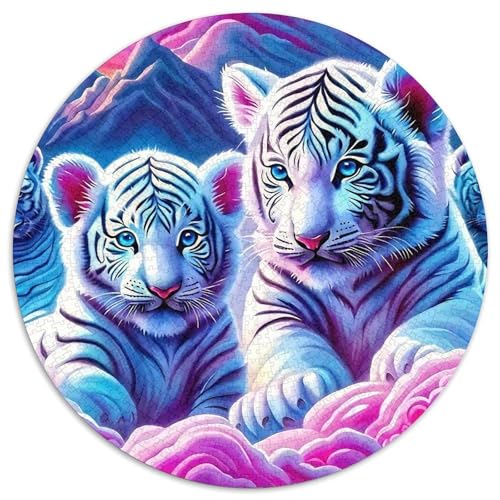 Weißer Tiger 1000 Stück Weißer Tiger Puzzles-Geschenk Farbenfrohes Clever Rätsel Für Erwachsene Und Kinder 1000pcs (67.5x67.5cm) von BZZOLASP