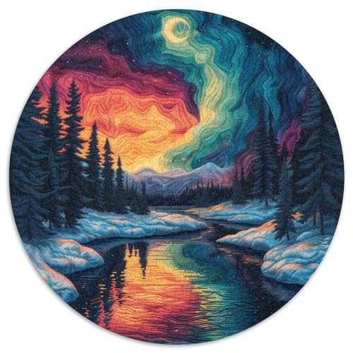 Winter Schnee Szene 1000 Teile Animation Kreisförmiges Puzzle Impossible Spiel Clever Rätsel Für Erwachsene Und Kinder 1000pcs (67.5x67.5cm) von BZZOLASP