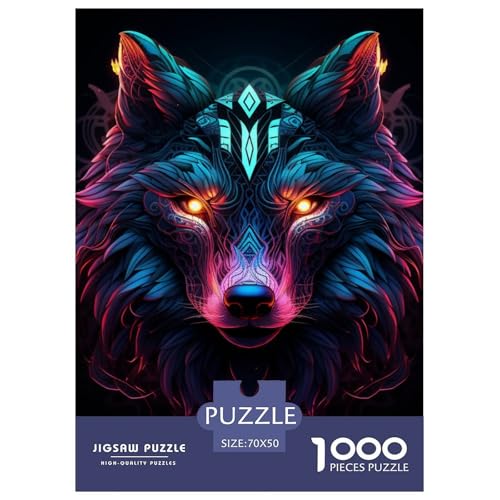 Wolf 1000 Teile Puzzles-Geschenk Impossible Spiel Farbenfrohes Für Erwachsene Und Kinder 70x50cm/1000pcs von BZZOLASP