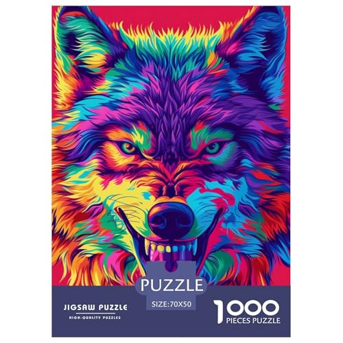 Wolf 1000 Teile Puzzles-Geschenk Impossible Spiel Farbenfrohes Für Erwachsene Und Kinder 70x50cm/1000pcs von BZZOLASP