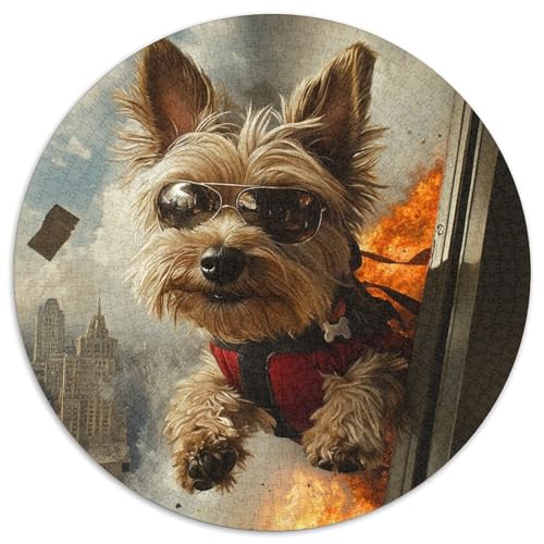 Yorkshire Terrier 1000 Teile Animation Kreisförmiges Puzzle Farbenfrohes Clever Rätsel Für Erwachsene Und Kinder 1000pcs (67.5x67.5cm) von BZZOLASP