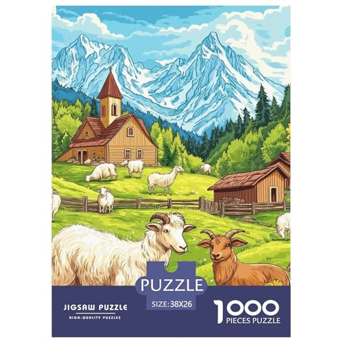 Ziege 1000 Stücke Herausforderndes Puzzle Impossible Spiel Farbenfrohes Für Erwachsene Und Kinder 38x26cm/1000pcs von BZZOLASP