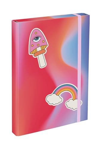 Baagl Heftbox für Schulranzen - Heftmappe A4 für Kinder mit Gummiband und Innenklappen - Sammelmappe, Sammelbox mit Gummizug für Jungen (Hippie) von Baagl