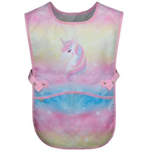 Baagl Kinderschürze Mädchen Jungen Kochschürze Kinder, Schürze Malschürze Bastelschürze für Kinder (Regenbogen Einhorn) von Baagl