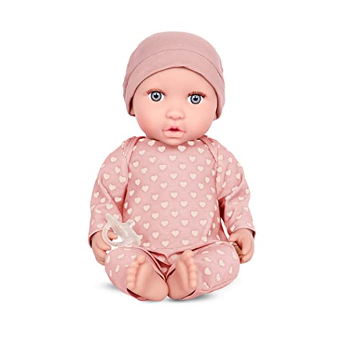 Babi Baby Puppe mit Kleidung in Pink und Schnuller – Weiche 36 cm Puppe mit hellem Hautton und blauen Augen – Spielzeug ab 2 Jahren von LullaBaby