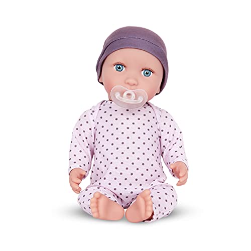 Babi Baby Puppe mit Kleidung in lilafarben und Schnuller – Weiche 36 cm Puppe mit mittlerem Hautton und blauen Augen – Spielzeug ab 3 Jahre von Battat