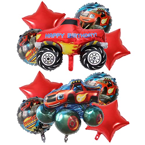 Babioms 10 Stück Monster Truck Party Luftballons Traktor Luftballon Groß Aluminium Ballon Auto Helium Folienballons Jungen KinderGeburtstag Party Deko Liefert Rennwagen von Babioms