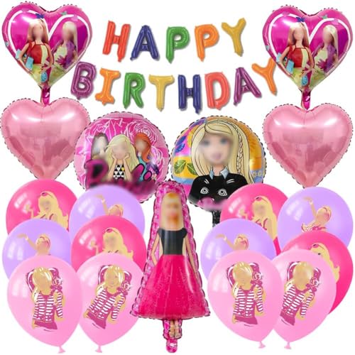 Babioms 20Pcs Barbi Folienballon, Kinderparty Dekoration Luftballons, Party Folienballon Barbi, Geburtstag, Mottoparty, Prinzessin, Karneval, Make-up Geburtstags feierzubehör von Babioms