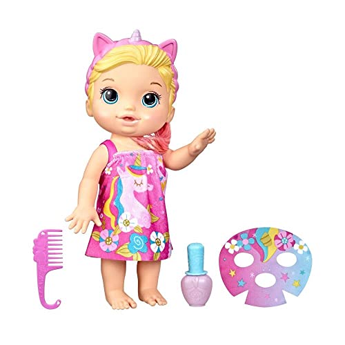 Baby Alive Babypuppe, 32,5 cm, zum Baden, Einhorn, Make-up und magische Nägel, Blondes Haar, Kinder, Mehrfarbig von Baby Alive