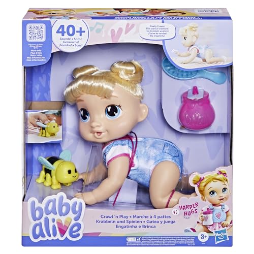 Baby Alive Crawl 'n Play Harper Hugs Elektronisches Krabbel-Puppen-Set, Blondes Haar, Kinderspielzeug für Mädchen und Jungen ab 3 Jahren, 27,7 cm Baby Alive Crawl 'n Play Harper Hugs Elektronisches Krabbel-Puppen-Set, Blondes Haar, Kinderspielzeug für Mädchen und Jungen ab 3 Jahren, 27,7 cm von Baby Alive