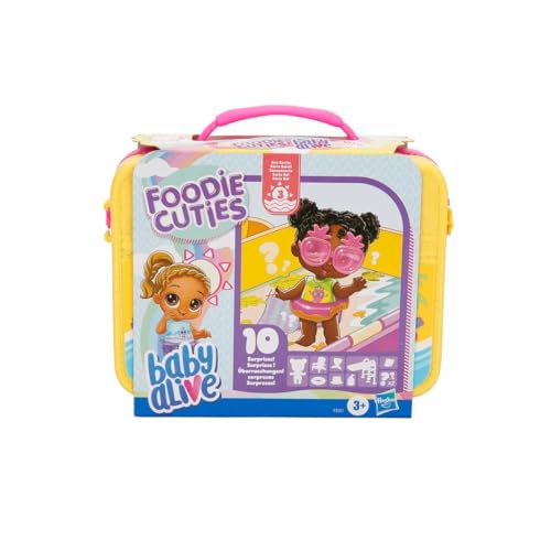 Baby Alive Foodie Cuties, Überraschungsspielzeug, 7,6 cm große Puppe für Kinder ab 3 Jahren, 10 Überraschungen im Lunchbox-Etui (Stile können variieren) von Baby Alive