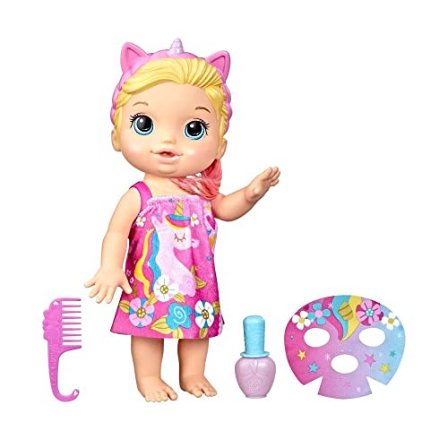 Baby Alive F3564 Baby Beauty Babypuppe, 32,5 cm, Einhorn-Motiv, magisches Make-up und Nägel, Blondes Haar, Kinder, Mehrfarbig von Baby Alive