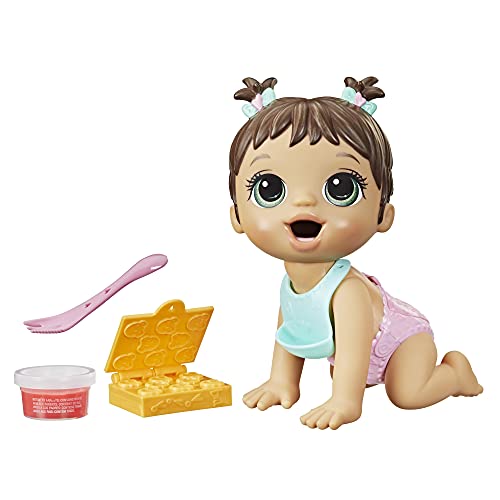 Baby Alive Lil Snacks Puppe, Eats and Poops, Snack-Thema, 20,3 cm, Baby-Puppe, Snackbox-Form, Spielzeug für Kinder ab 3 Jahren, braunes Haar von Baby Alive