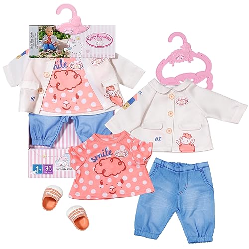 Zapf Creation 704127 Baby Annabell Little Spieloutfit 36 cm - Puppenoutfit mit Bluse, Jacke, Hose, Schuhe und Kleiderbügel von Baby Annabell