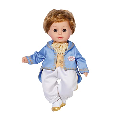 Baby Annabell, Little Sweet Prince 36 cm, weiche Prinzen-Puppe mit hochwertigen Haaren, Schlafaugen, blauem Oberteil, weißer Hose und Schuhen, 707104 Zapf Creation von Baby Annabell