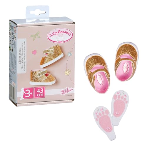 Baby Annabell Goldene Schuhe mit Einlegesohlen, Puppenschuhe mit Klettverschluss für 43 cm Puppen, 710272 Zapf Creation von Baby Annabell
