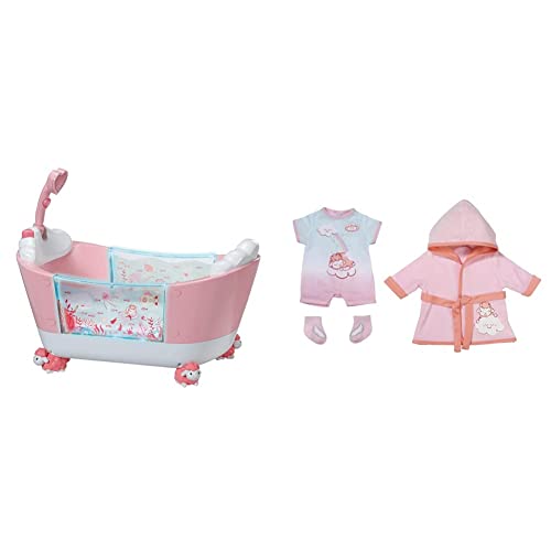 Baby Annabell Zapf Creation 703243 Zauberwanne Badespiel & Zapf Creation 703281 Deluxe Badezeit 43 cm - Puppenkleidung Puppenoutfit Set für Badewanne mit Bademantel, Strampler und Socken von Baby Annabell