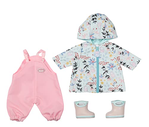Baby Annabell Deluxe Regen Set mit Matschhose, Regenmantel und Gummistiefeln für 43 cm Puppen, 832844 Zapf Creation von Baby Annabell