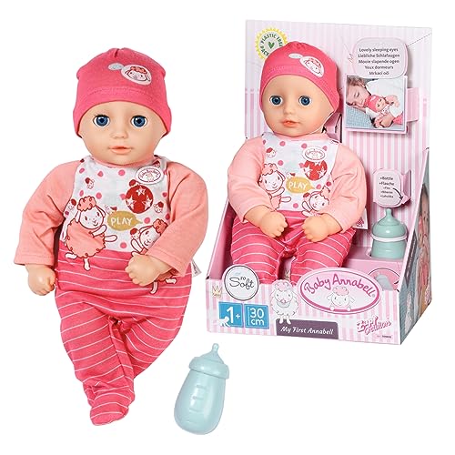 Baby Annabell Zapf Creation 709856 My First Annabell 30 cm - weiche Puppe mit Strampler, Mütze, Flasche und Schlafaugen, geeignet ab 1 Jahr. von Baby Annabell