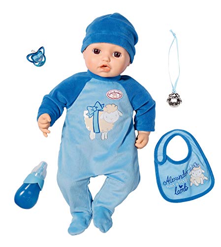 Zapf Creation 701898 Baby Annabell Puppe Alexander mit lebensechten Funktionen und Zubehör 43 cm, blau von Baby Annabell