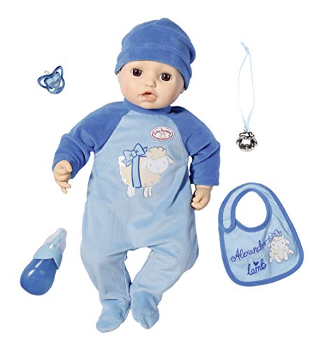 Zapf Creation 702482 Baby Annabell Puppe Alexander mit lebensechten Funktionen und Zubehör 43 cm, blau, Online Verpackung von Baby Annabell