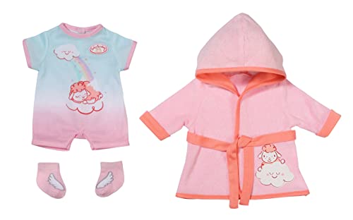 Zapf Creation 703281 Baby Annabell Deluxe Badezeit 43 cm - Puppenkleidung Puppenoutfit Set für Badewanne mit Bademantel, Strampler und Socken von Baby Annabell