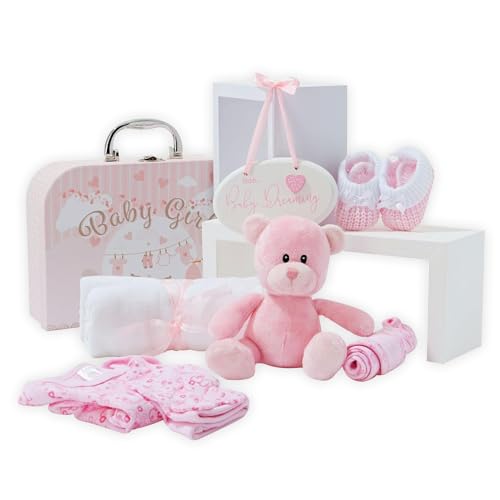 Baby Box Shop Baby Shower Geschenk - 9 Baby Essentials für Neugeborene - Geschenkset Baby Mädchen, Geschenk Für Neugeborene Mädchen - Baby Geschenk Mädchen - Newborn Baby Girl Gift Set - Rosa Baby Box Shop Baby Shower Geschenk - 9 Baby Essentials für Neugeborene - Geschenkset Baby Mädchen, Geschenk Für Neugeborene Mädchen - Baby Geschenk Mädchen - Newborn Baby Girl Gift Set - Rosa von Baby Box Shop