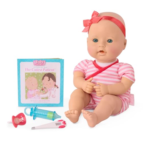 Baby Sweetheart Baby Puppe mit Kleidung, Schnuller und Zubehör zum Arztbesuch – Weiche Puppe und Bilderbuch auf Englisch – Spielzeug ab 2 Jahre von Baby Sweetheart