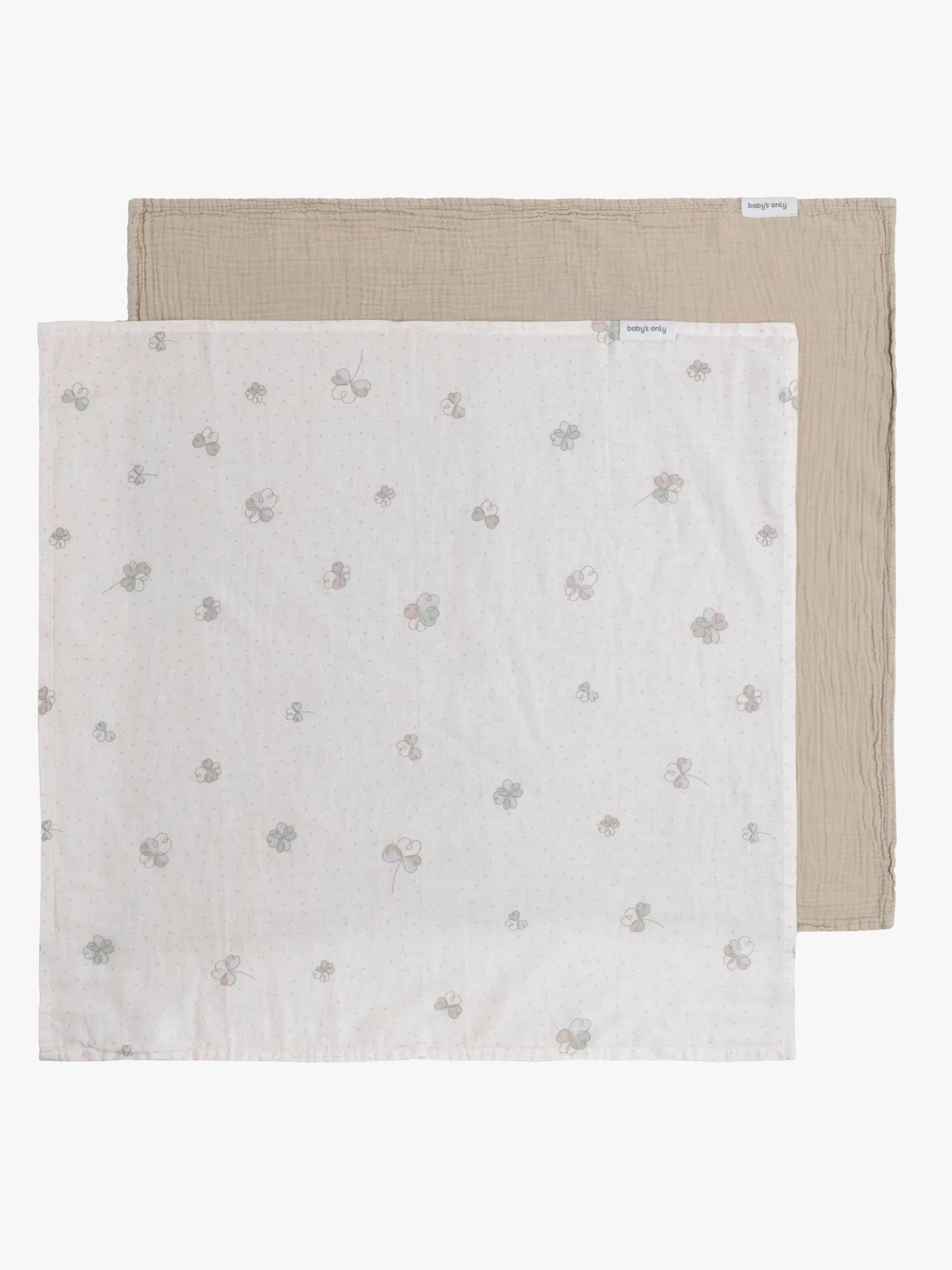 Baby's Only 65x65 cm Musselintuch 2er-Pack, Tender Beige/Clover von Baby's Only