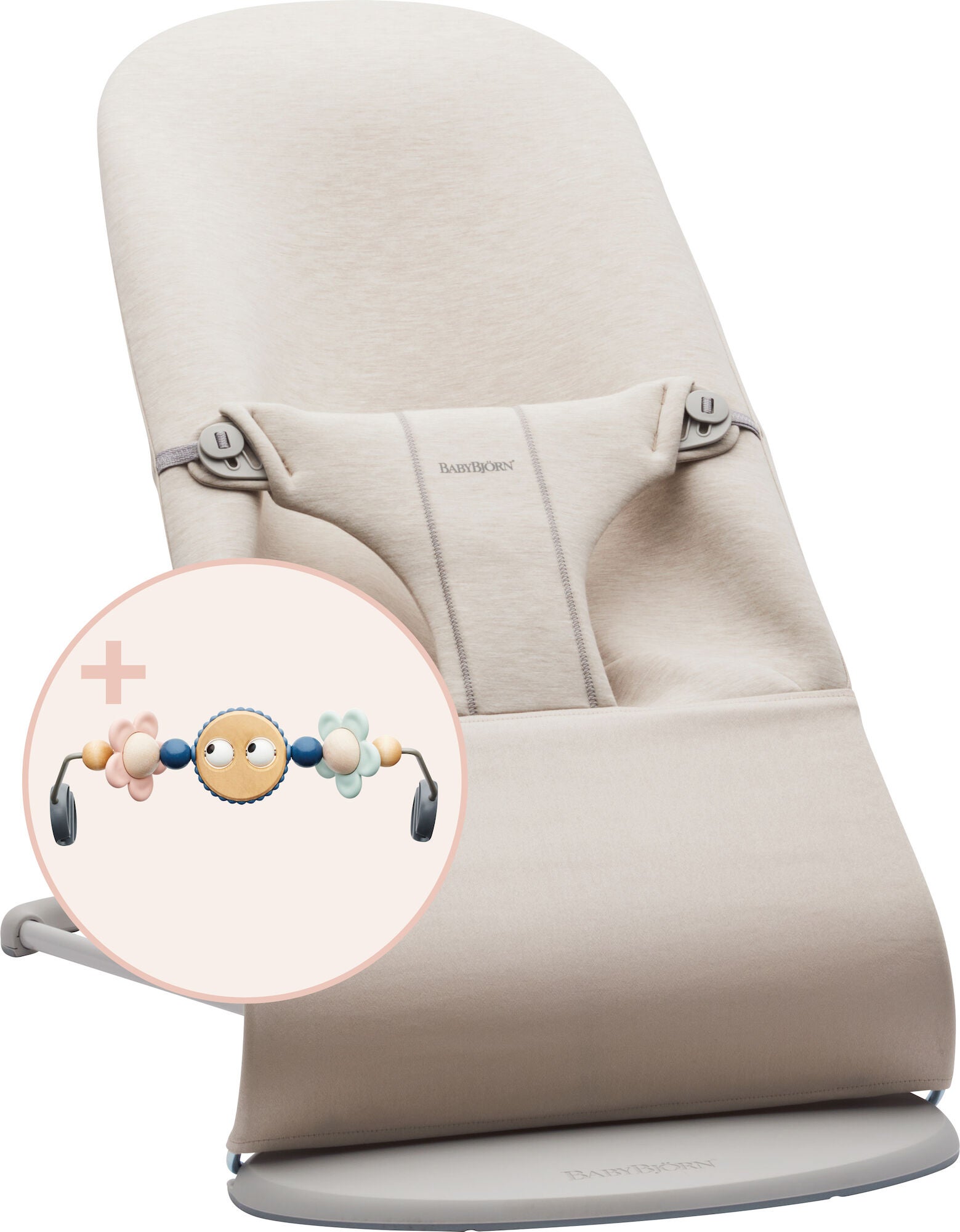 BabyBjörn Bliss Babywippe 3D Jersey-Stoff inkl. Wackelaugen, Hellbeige/Pastell BabyBjörn Bliss Babywippe 3D Jersey-Stoff inkl. Wackelaugen, Hellbeige/Pastell von BabyBjörn