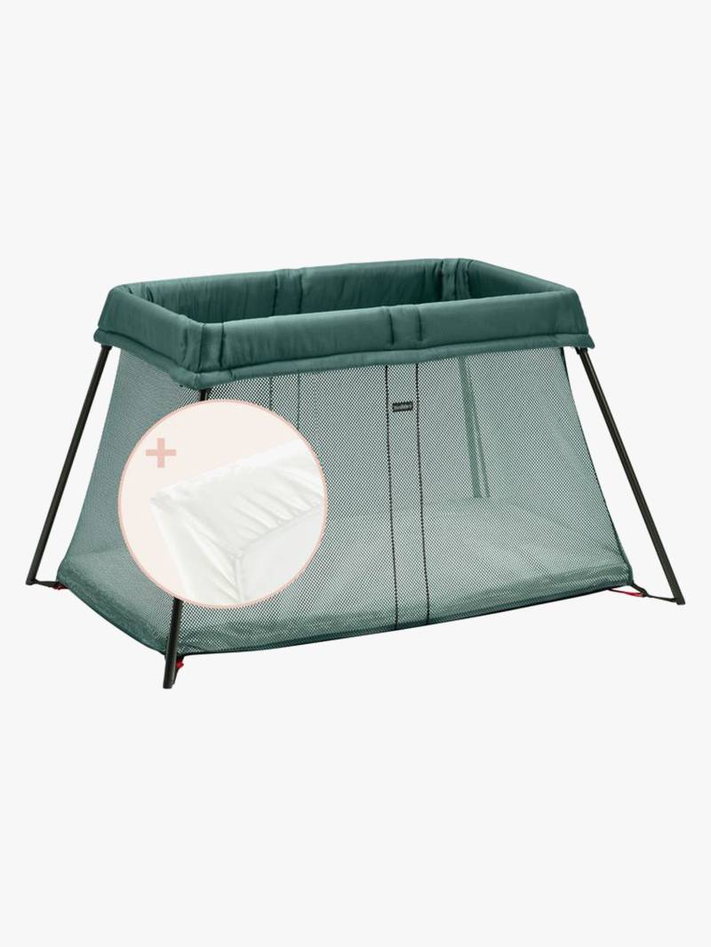 BabyBjörn Light Reisebett mit Spannbetttuch, Dunkelgrün von BabyBjörn