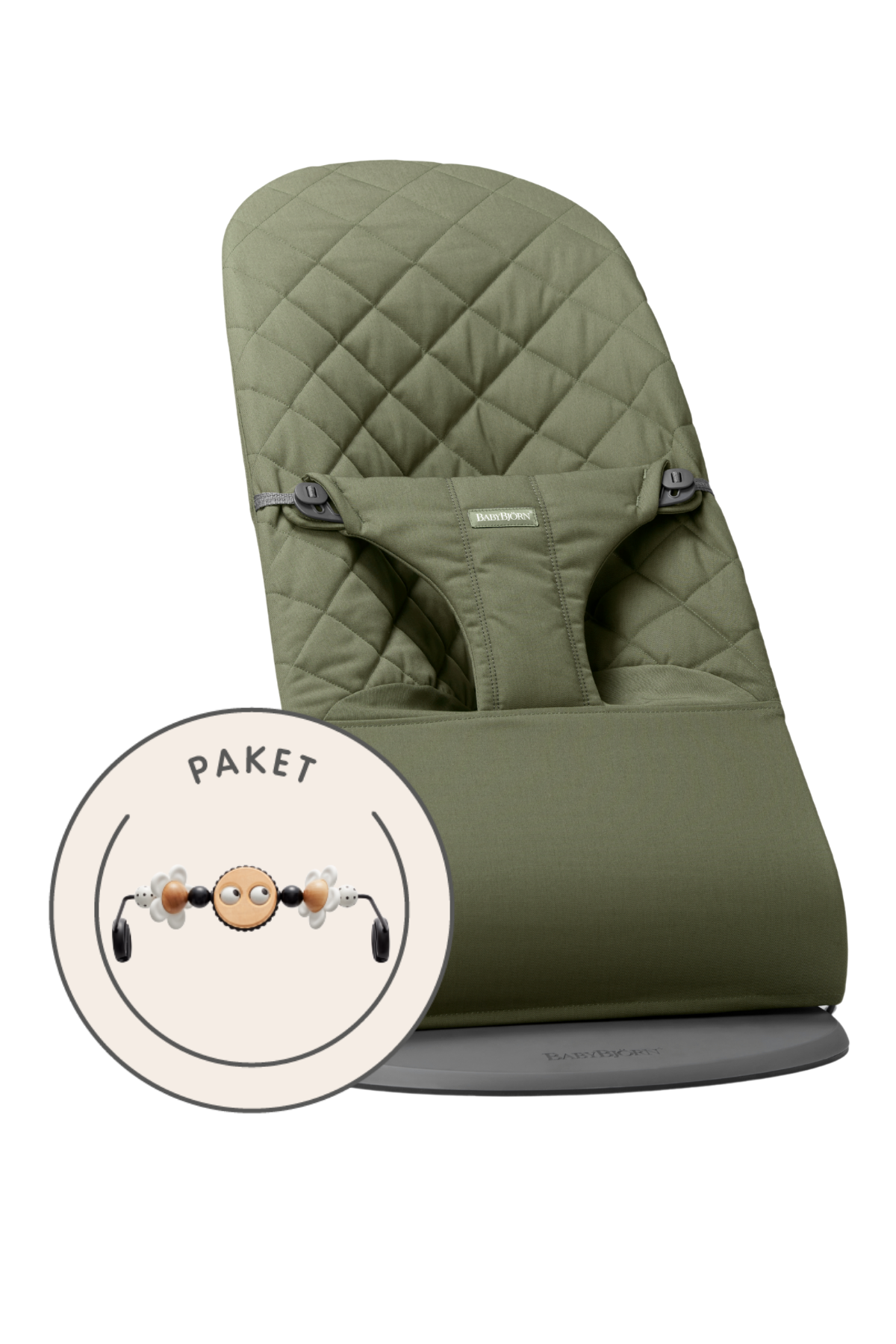 Babywippe und Spielzeug - Dunkelgrün / Gewebt, Klassische Steppung / Dunkelgrauer / Fröhliche Augen Schwarz & Weiß Babywippe und Spielzeug - Dunkelgrün / Gewebt, Klassische Steppung / Dunkelgrauer / Fröhliche Augen Schwarz & Weiß von BabyBjörn