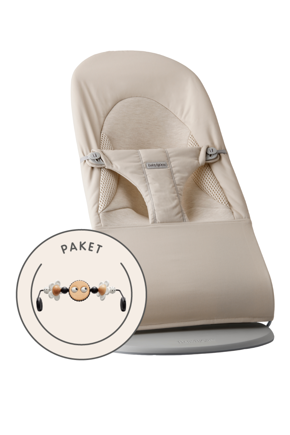 Babywippe und Spielzeug - Hellbeige / Gewebt/Jersey, Tri-Fabric / Hellgrauer / Fröhliche Augen Schwarz & Weiß Babywippe und Spielzeug - Hellbeige / Gewebt/Jersey, Tri-Fabric / Hellgrauer / Fröhliche Augen Schwarz & Weiß von BabyBjörn