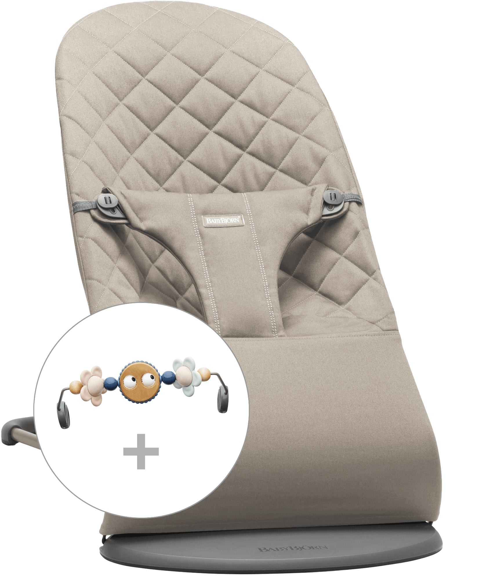 Babywippe und Spielzeug - Sandgrau / Gewebt, Klassische Steppung / Dunkelgrauer / Fröhliche Augen Pastellfarben Babywippe und Spielzeug - Sandgrau / Gewebt, Klassische Steppung / Dunkelgrauer / Fröhliche Augen Pastellfarben von BabyBjörn