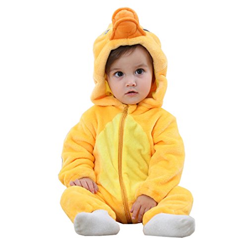 Leideur Unisex Baby Tier Halloween Strampler Kapuze Flanell Strampler Outfits(Ente,90) von Leideur